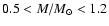 $0.5<M/M_{\odot}<1.2$