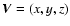 $\vec{V}=(x,y,z)$