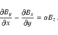 \begin{displaymath}\frac{\partial B_y}{\partial x} - \frac{\partial B_x}{\partial y}
= \alpha B_z~.
\end{displaymath}