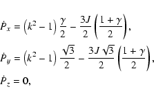 \begin{eqnarray*}\lefteqn{\dot P_x=\left(k^2-1\right){\gamma\over2}
-{3J\over2}...
...ver2}\left({1+\gamma\over2}\right),}
\\
\lefteqn{\dot P_z=0,}
\end{eqnarray*}