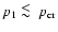 $p_1 \ \raise -2.truept\hbox{\rlap{\hbox{$\sim$ }}\raise5.truept \hbox{$<$ }\ }p_{\rm cr}$