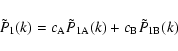 \begin{displaymath}\tilde{P}_1(k)=c_{\rm A}\tilde{P}_{\rm 1A}(k)+c_{\rm B}\tilde{P}_{\rm 1B}(k)
\end{displaymath}