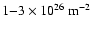 $1{-}3 \times 10^{26} ~ {\rm m} ^{-2}$