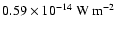 $0.59 \times 10^{-14} ~ {\rm W}~ {\rm m}^{-2}$
