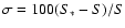 $\sigma = 100 (S_{*} - S)/S$