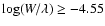 $\log (W/\lambda) \geq -4.55$