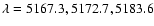 $\lambda = {5167.3,
5172.7, 5183.6}$