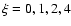 $\xi =
0, 1, 2, 4$