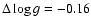 $\Delta \log g = -0.16$