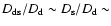 $D_{{\rm ds}}/D_{\rm d} \sim D_{\rm s}/D_{\rm d} \sim$