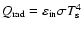 $Q_{{\rm rad}} = \varepsilon_{{\rm in}} \sigma
T_{\rm s}^4$