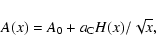 \begin{displaymath}%
A(x) = A_0 + a_{\rm C} H(x)/\sqrt{x},
\end{displaymath}