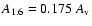 $A_{1.6} = 0.175 ~A_{\rm v}$