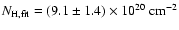 $N_{\rm H,fit} \rm = (9.1 \pm 1.4) \times 10^{20}~ cm^{-2}$