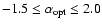 $-1.5 \le \alpha_{\rm opt} \le 2.0$