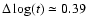 $\Delta \log(t) \simeq 0.39$
