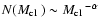 $N(\mbox{$M_{\rm cl}$ }) \sim \mbox{$M_{\rm cl}$ }^{-\alpha}$