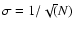 $\sigma = 1/\sqrt (N)$
