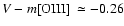 $V-\mbox{$m{\rm [OIII]}$ }\simeq -0.26$