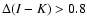 $\Delta(I-K) > 0.8$