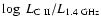$\log~L_{{\rm C~II}}/L_{{\rm 1.4~GHz}}$