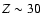 $Z\sim 30$