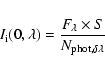 \begin{displaymath}I_{\rm i}(0,\lambda)=\frac{F_{\lambda}\times S}{N_{\rm phot,\delta \lambda }}
\end{displaymath}