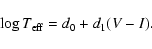 \begin{displaymath}\log T_{\rm eff}=d_0+d_1(V-I).
\end{displaymath}