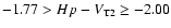$-1.77>Hp-V_{\rm T2}\geq-2.00$