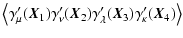 $\displaystyle \left\langle \gamma'_\mu(\vec{X}_1)\gamma'_\nu(\vec{X}_2)\gamma'_\lambda(\vec{X}_3)\gamma'_\kappa(\vec{X}_4) \right\rangle$