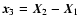 $\vec{x}_3=\vec{X}_2-\vec{X}_1$