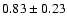 $0.83\pm0.23$