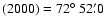 $(2000)= 72\hbox{$^\circ$ }52\farcm0$