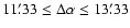$11\farcm33 \leq \Delta \alpha \leq 13\farcm33$