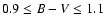 $0.9 \leq B-V \leq 1.1$