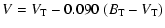$\displaystyle V= V_{\rm T} -0.090 ~ (B_{\rm T}-V_{\rm T})$
