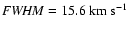 ${\it FWHM} =
15.6~ {\rm km~s}^{-1} $