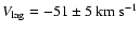 $V_{\rm lag}=-51\pm5~{\rm km~s}^{-1}$
