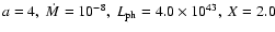 $a=4,~\dot{M}=10^{-8},~L_{\rm ph}=4.0\times10^{43},~X=2.0$