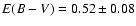 $E(B-V) = 0.52 \pm 0.08$