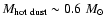 $M_{\rm hot
~dust}\sim 0.6~M_{\odot}$