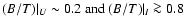 $(B/T)\vert _U \sim
0.2~{\rm and}~(B/T)\vert _I \ga0.8$