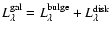 $L_{\lambda}^{{\rm gal}}=L_{\lambda}^{{\rm bulge}}+L_{\lambda}^{{\rm disk}}$