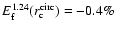 $E^{1.24}_{\rm f}(r_{\rm c}^{{\rm circ}})=-0.4\%$