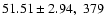 $51.51 \pm 2.94, \; 379$