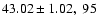 $43.02 \pm 1.02, \; 95$