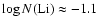 $\log N(\mbox{Li})\approx -1.1$