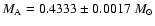 $M_{\rm A}=0.4333\pm0.0017~M_{\odot}$
