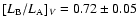 $[L_{\rm B}/L_{\rm A}]_{V}=0.72\pm0.05$