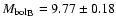 ${M_{\rm bol}}_{\rm B}=9.77\pm0.18$